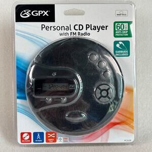 GPX Personal Portable Anti-Skip CD Player FM Radio, Stereo Earbuds, Black PC332B